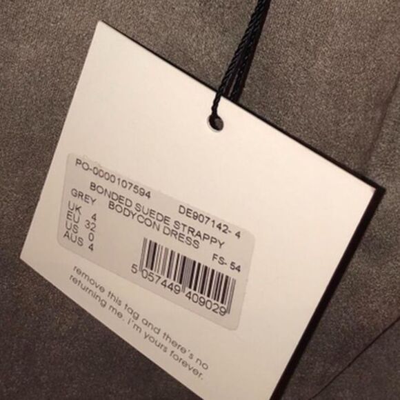 NWOT Misguided Women's Grey Bonded Suede Strappy Bodycon Dress Size 4 - Picture 7 of 7